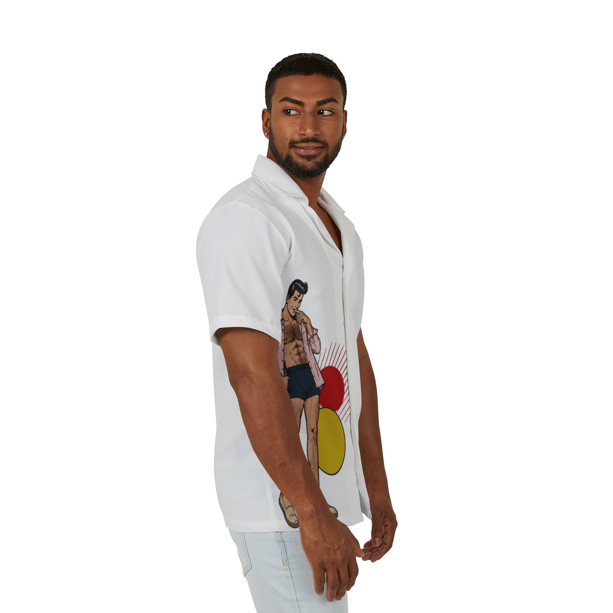 Retro Pop Art 'Oh, Tea!' Hawaiian Camp Shirt — Men's Vacation Shirt