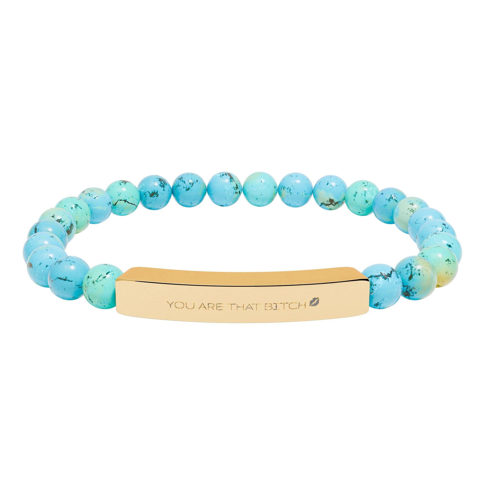 💋 YOU ARE THAT BITCH - Engravable Natural Stone Bar Bracelet