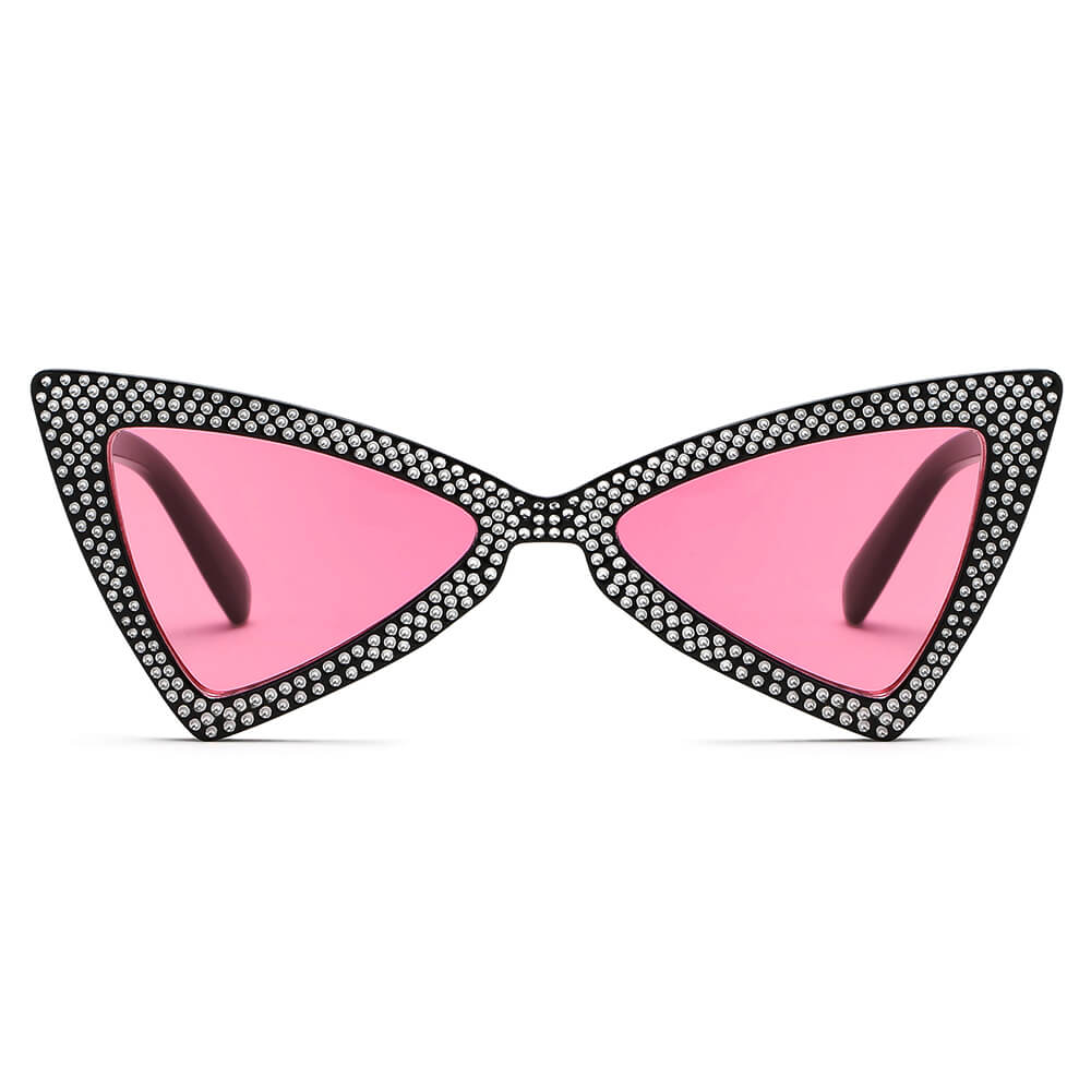 Rhinestone Cat Eye Sunglasses – Retro Glam UV400 Statement Shades