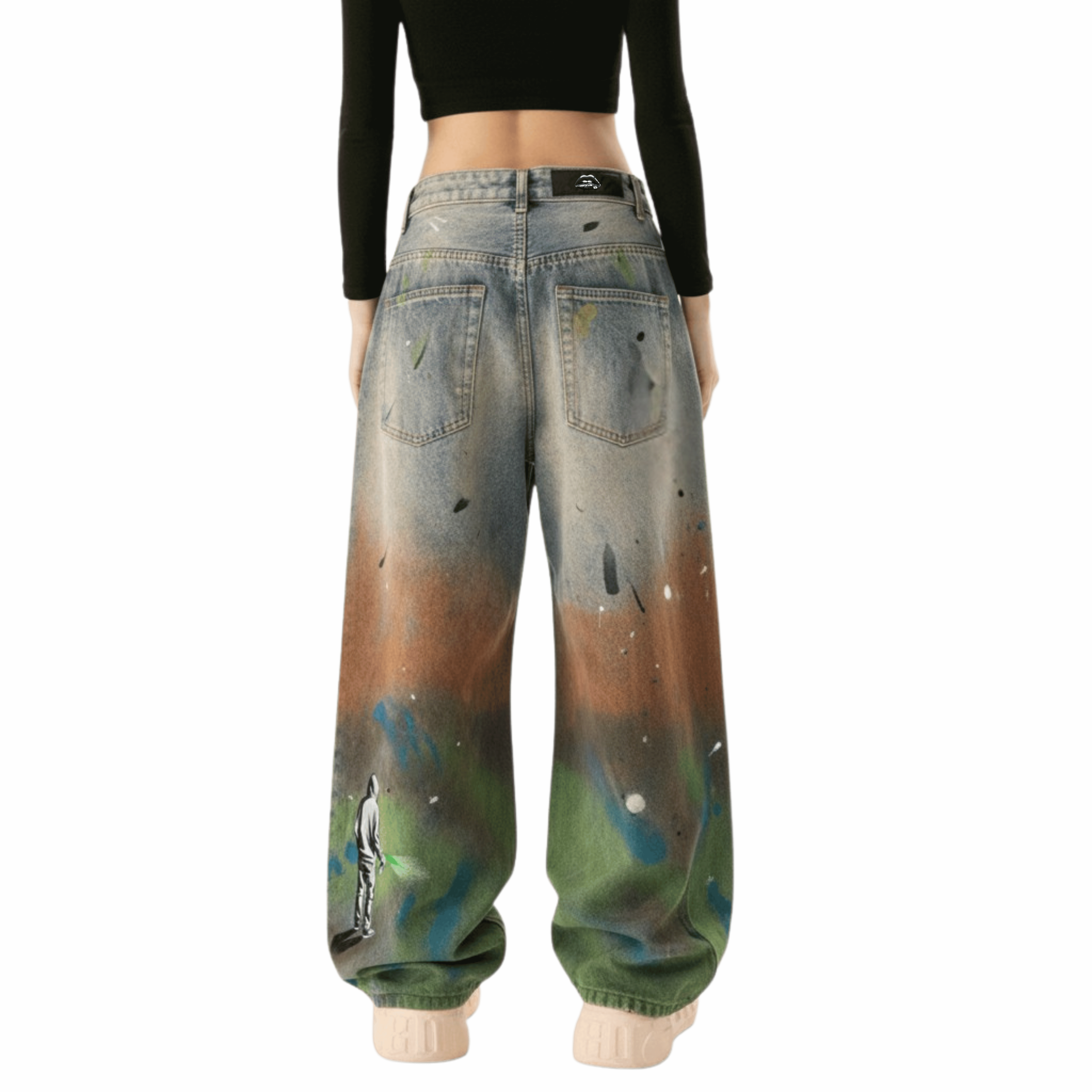 "Storm Washed Jeans" Unisex Paint-Splatter Denim
