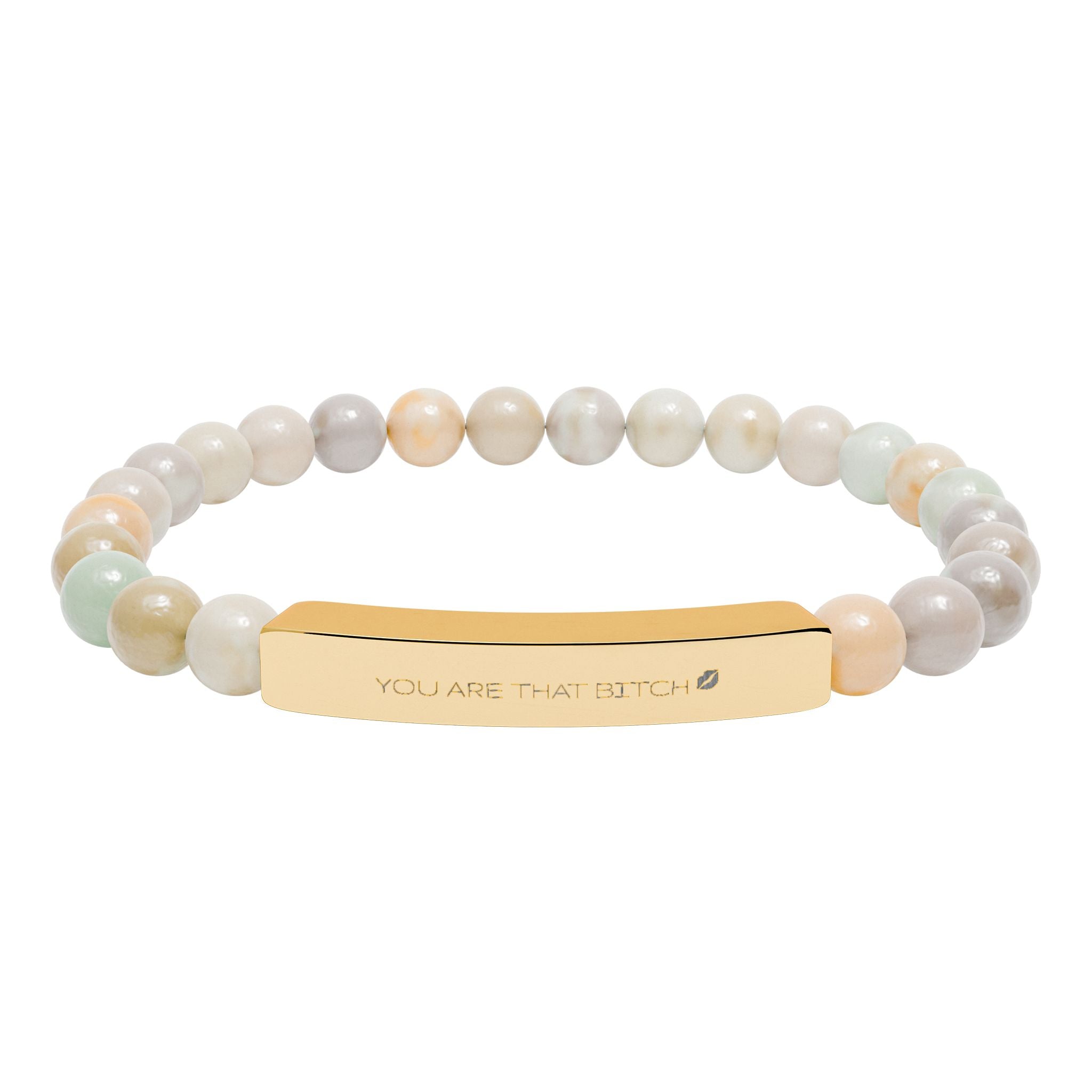💋 YOU ARE THAT BITCH - Engravable Natural Stone Bar Bracelet