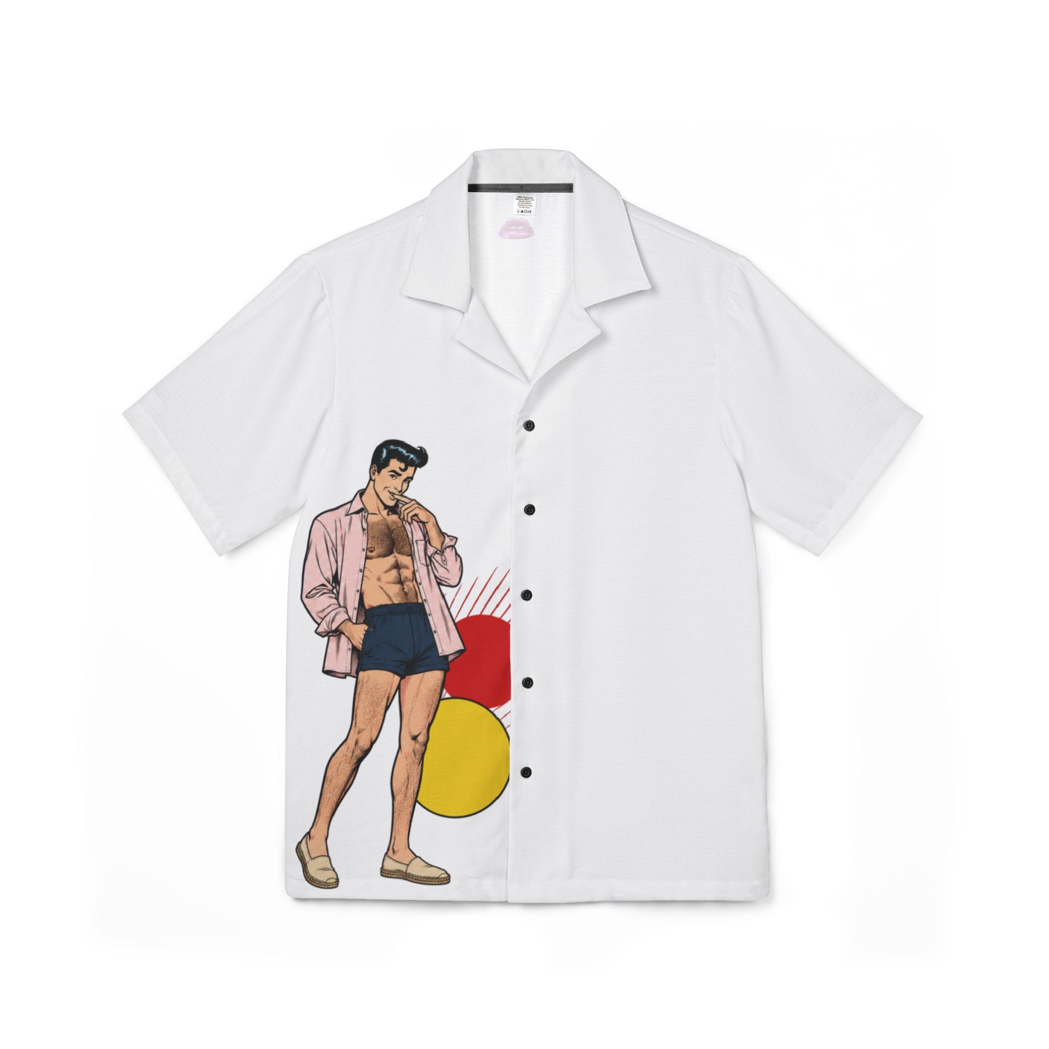 Retro Pop Art 'Oh, Tea!' Hawaiian Camp Shirt — Men's Vacation Shirt