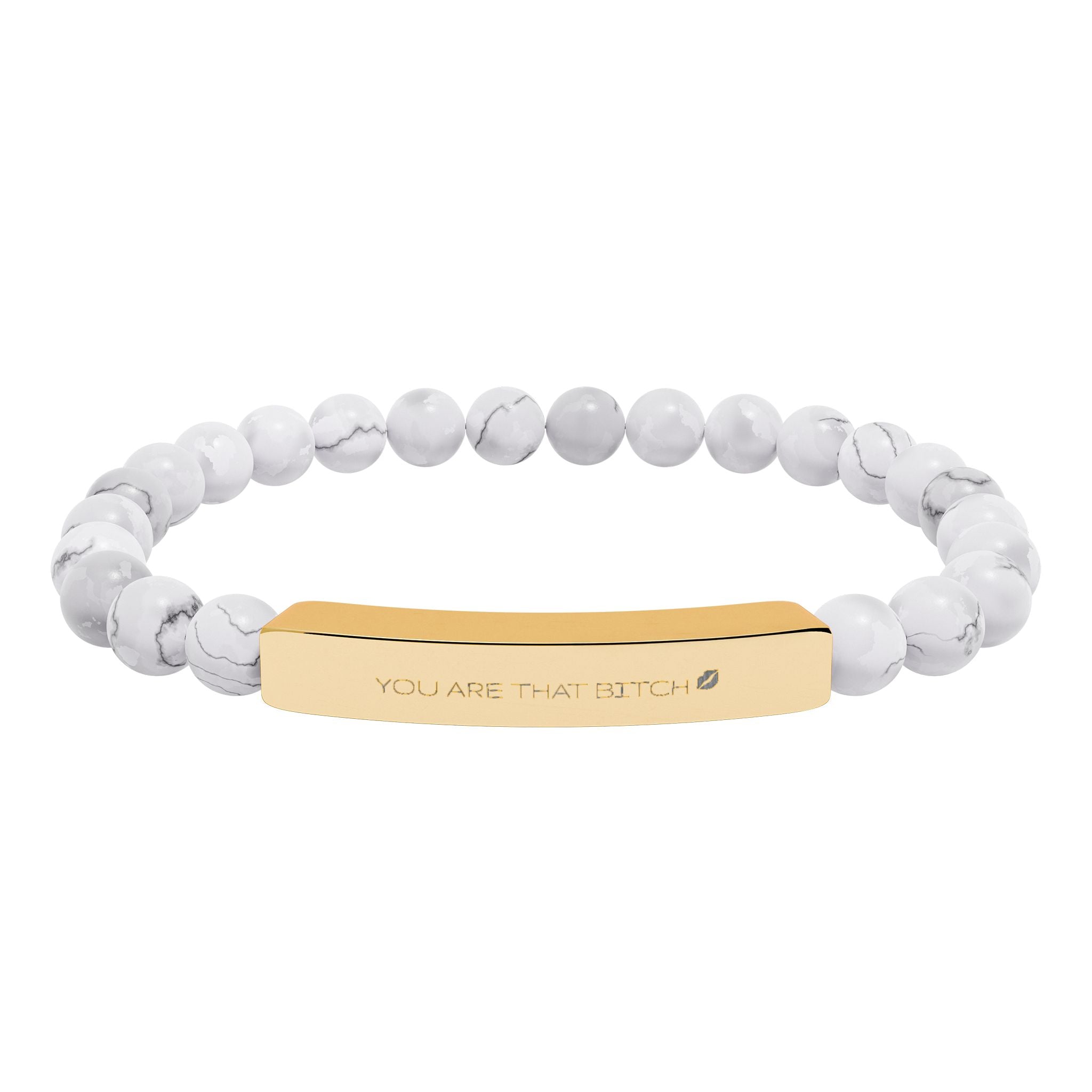 💋 YOU ARE THAT BITCH - Engravable Natural Stone Bar Bracelet