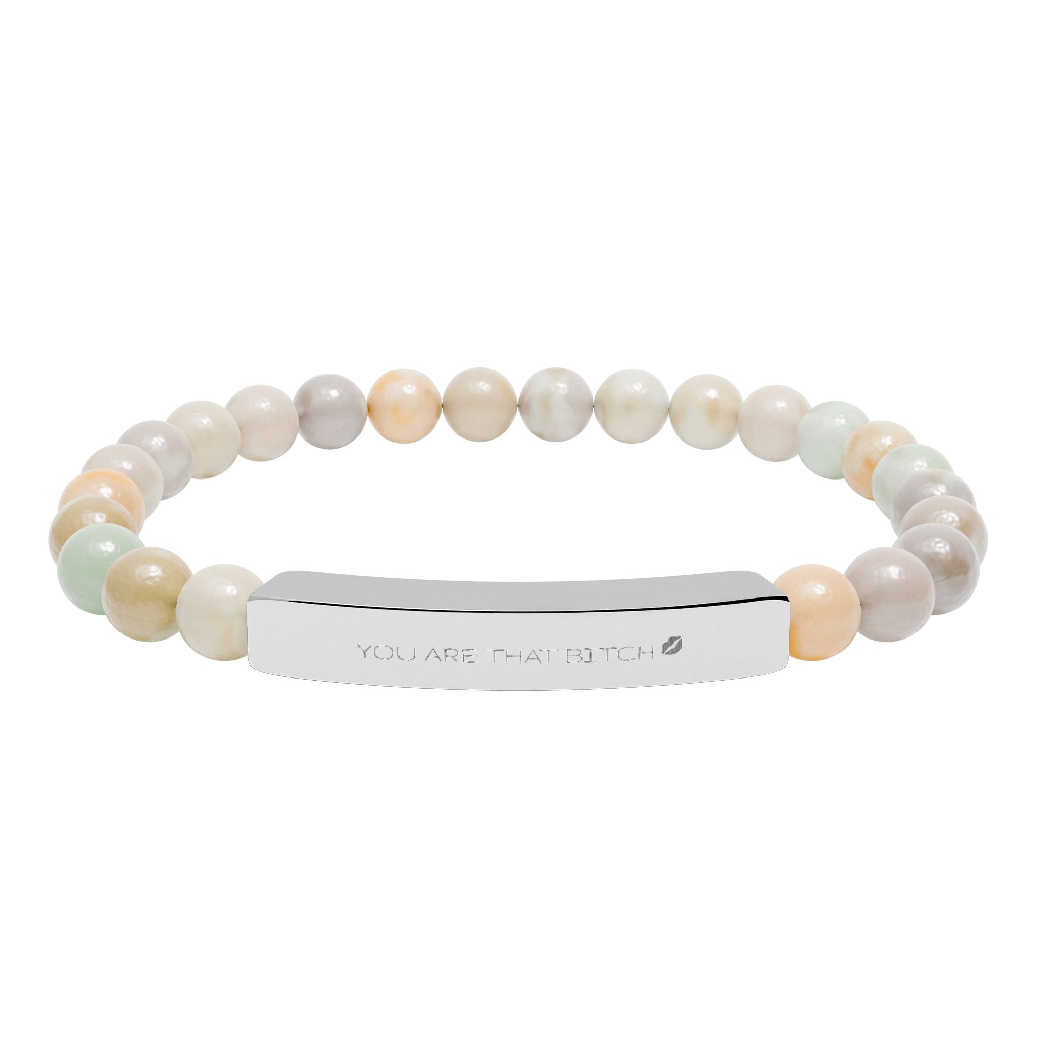 💋 YOU ARE THAT BITCH - Engravable Natural Stone Bar Bracelet