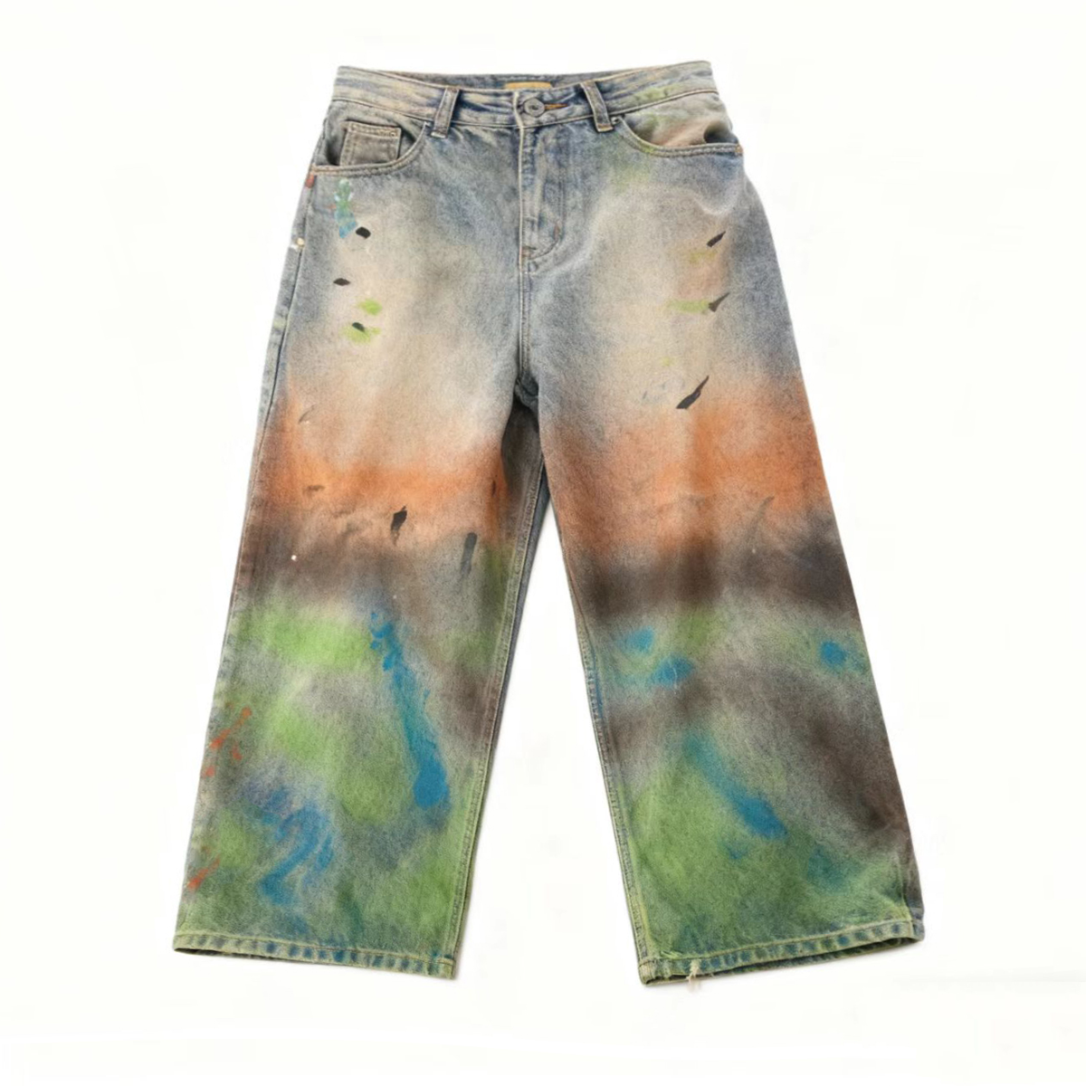 "Storm Washed Jeans" Unisex Paint-Splatter Denim