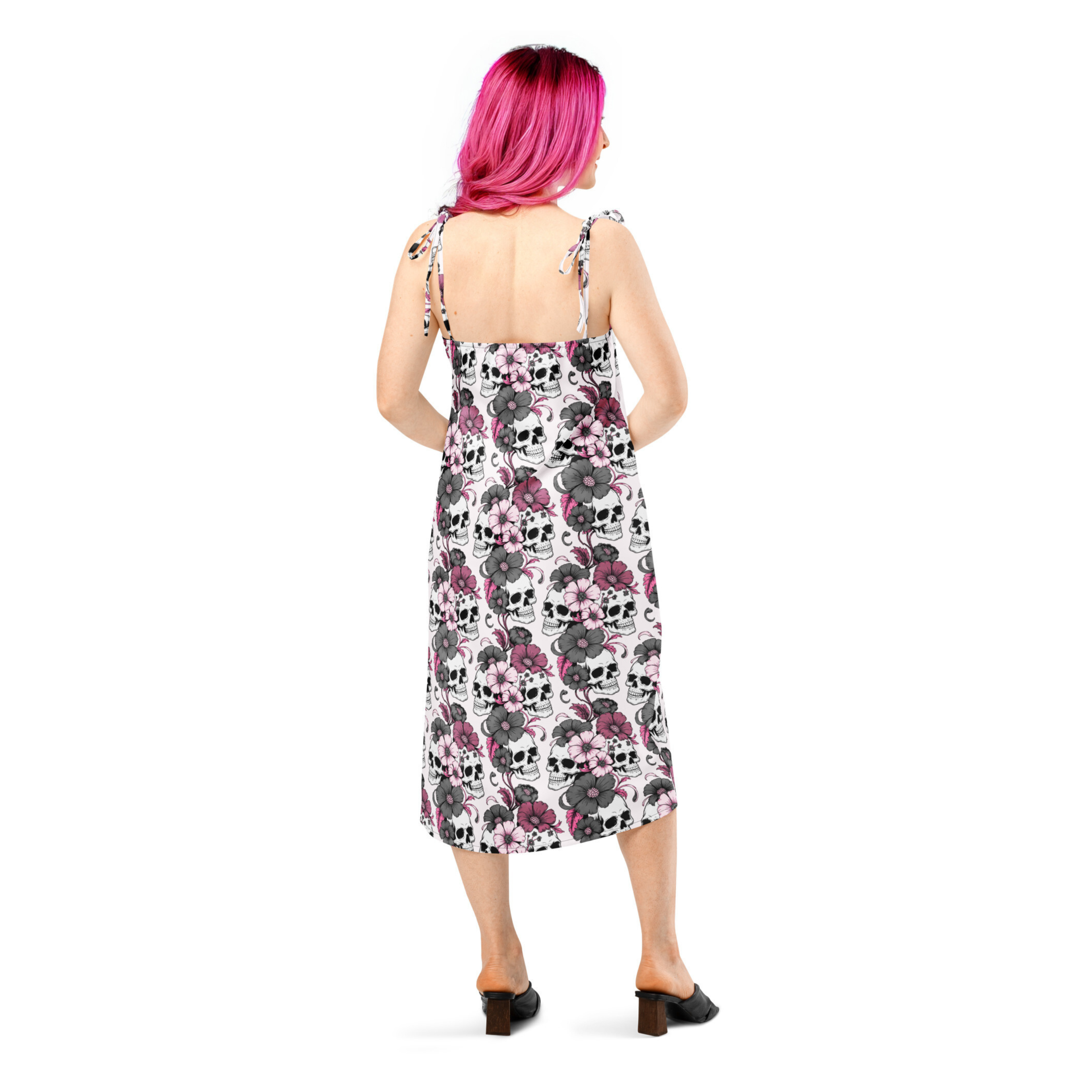 “Flora & Fatal” Tie-Strap Midi Dress