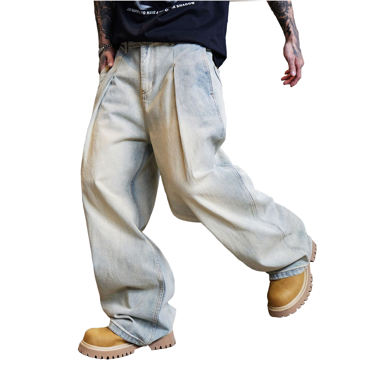 "Light Tease" Unisex Relaxed Wide-Leg Jeans