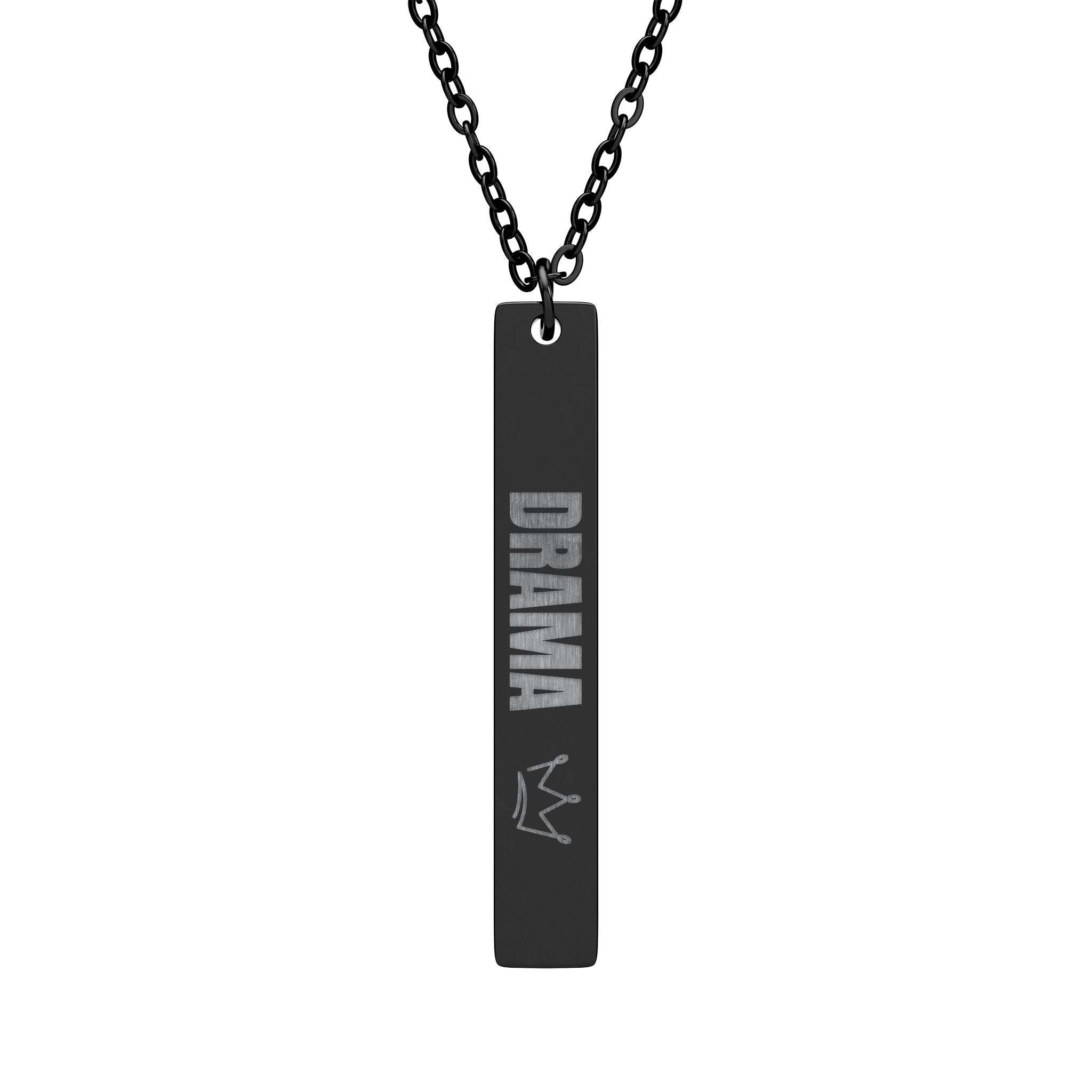 Vertical Bar Necklace –  Engraved “DRAMA 👑”