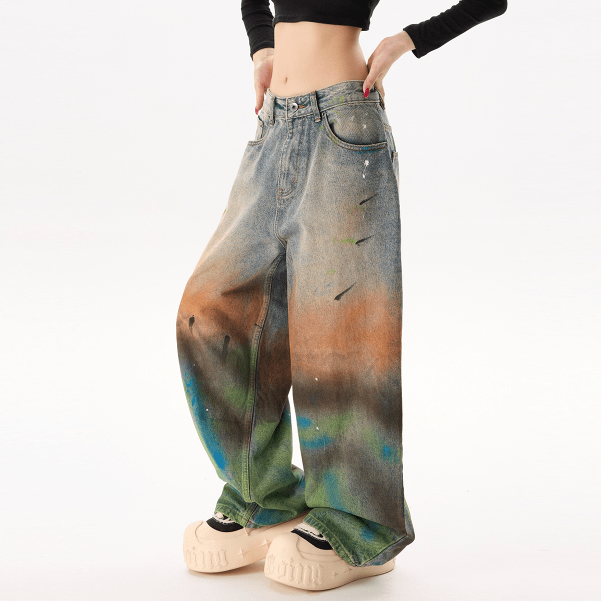 "Storm Washed Jeans" Unisex Paint-Splatter Denim