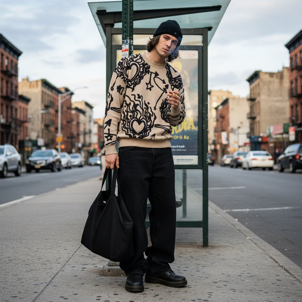 Cosmic Hearts - Relaxed fit crew neck sweater