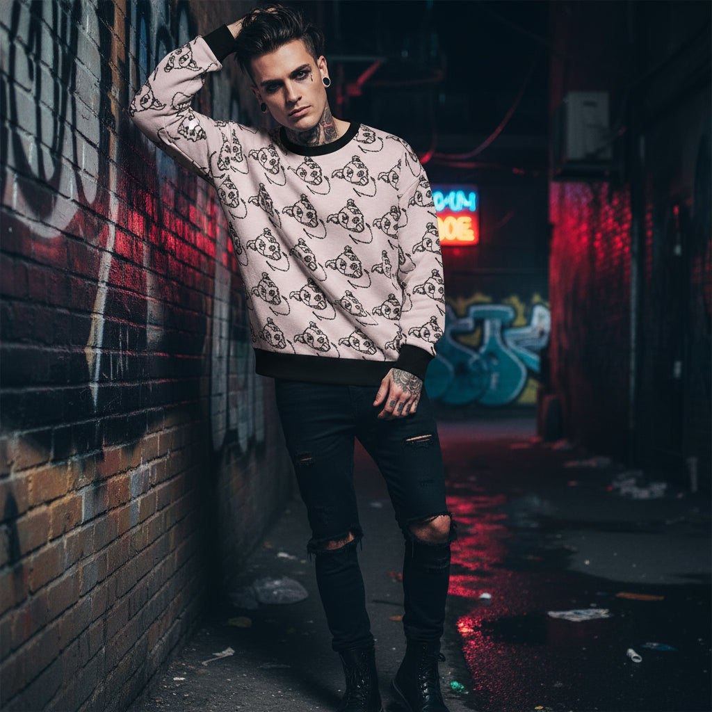 Bad Bitch Relaxed fit knitted crew neck sweater