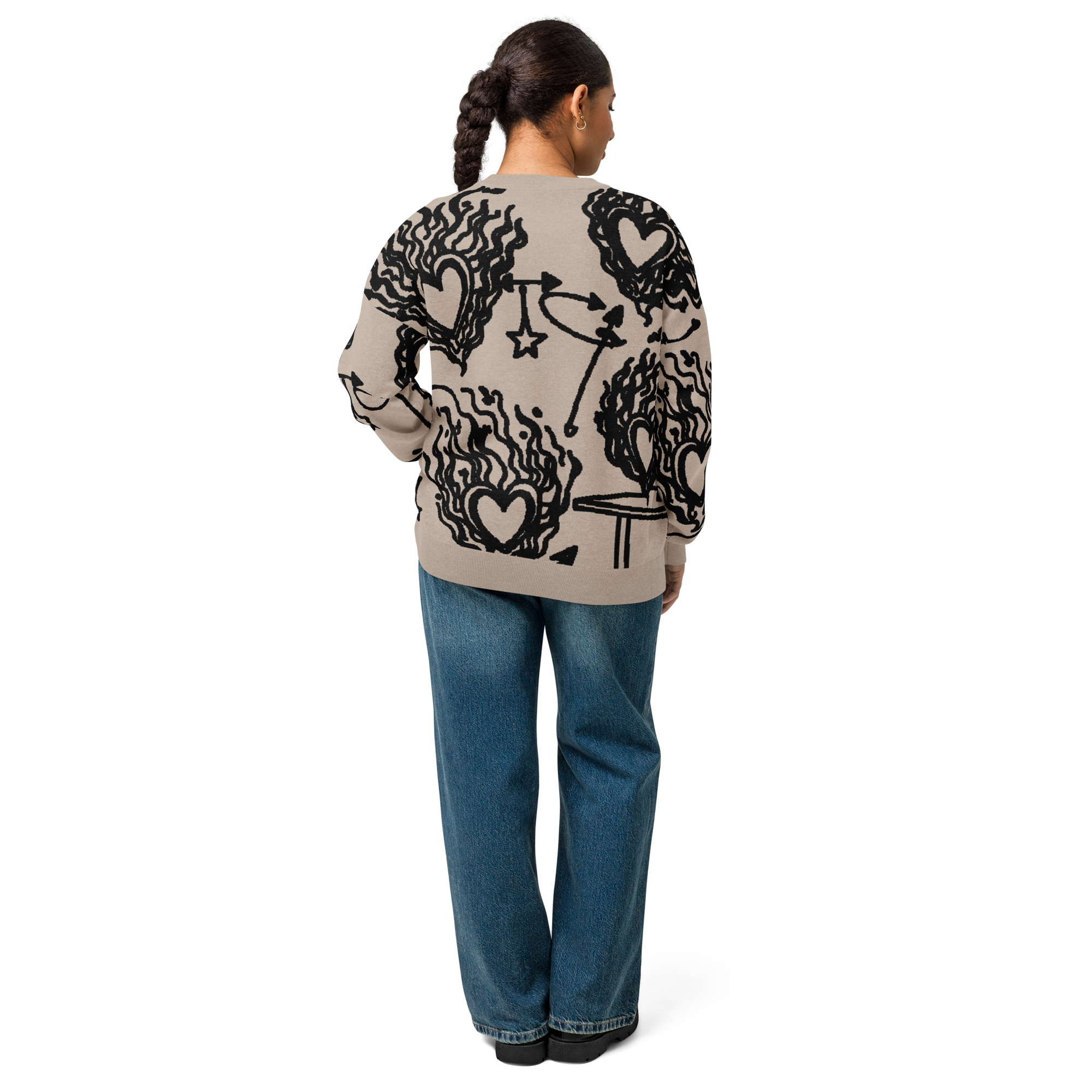 Cosmic Hearts - Relaxed fit crew neck sweater