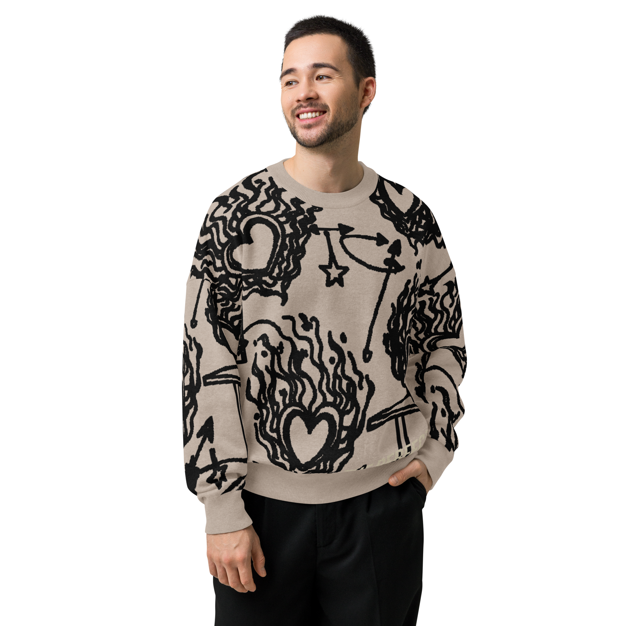 Cosmic Hearts - Relaxed fit crew neck sweater