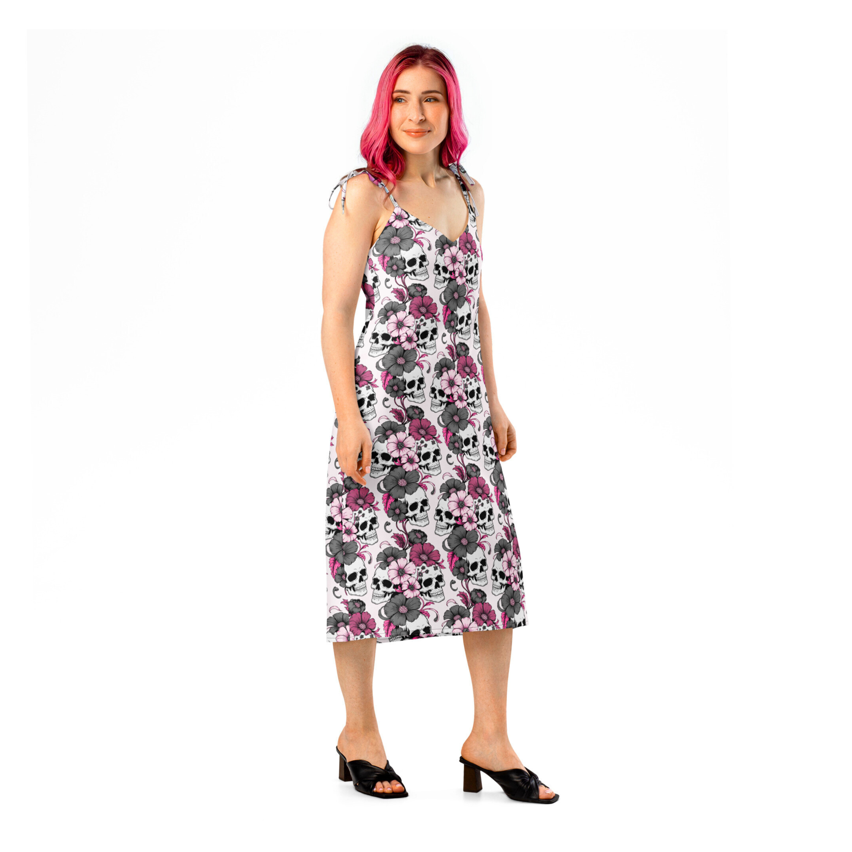 “Flora & Fatal” Tie-Strap Midi Dress